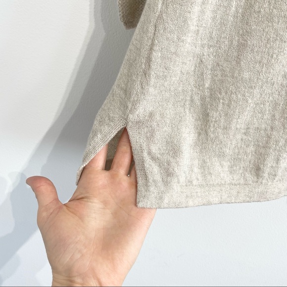 Eileen Fisher Contrast Knit Tunic Sweater wool pullover neutral beige - Picture 4 of 11